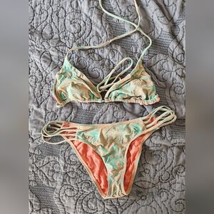 O'Neill Green and Orange Bikini Set